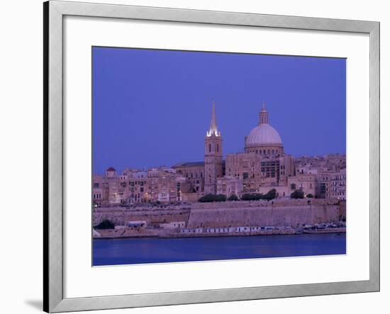 City Skyline at Dusk, Valetta, Malta-Steve Vidler-Framed Photographic Print