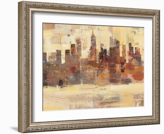 City Skyline at Dusk-Albena Hristova-Framed Art Print