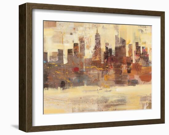 City Skyline at Dusk-Albena Hristova-Framed Art Print