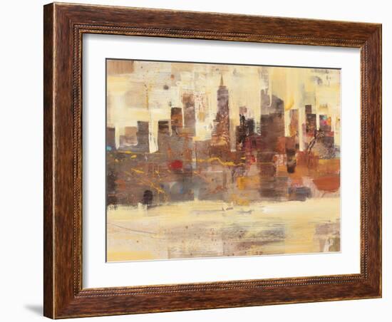 City Skyline at Dusk-Albena Hristova-Framed Art Print