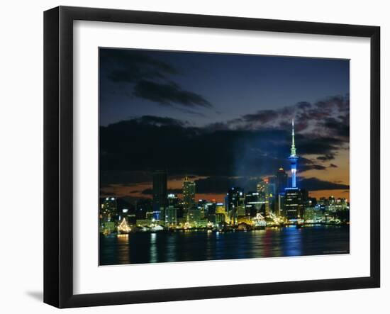 City Skyline at Night, Auckland, North Island, New Zealand, Pacific-Neale Clarke-Framed Photographic Print