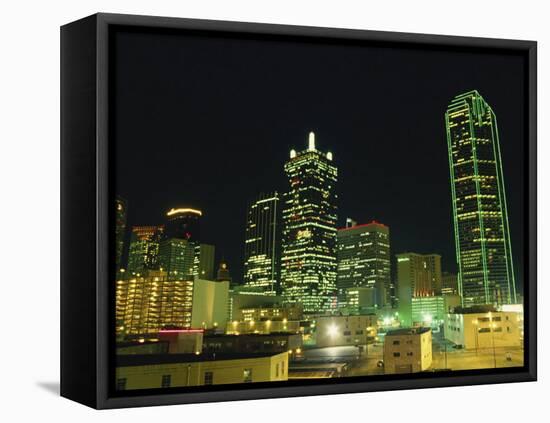 City Skyline at Night, Dallas, Texas, United States of America, North America-Rennie Christopher-Framed Premier Image Canvas