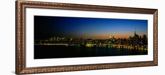 City Skyline at Night, View of Manhattan from Long Island, New York City, New York State, USA-null-Framed Photographic Print
