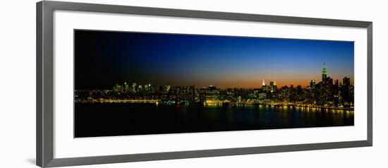 City Skyline at Night, View of Manhattan from Long Island, New York City, New York State, USA-null-Framed Photographic Print