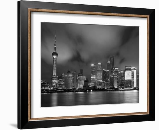 City Skyline at Night with Oriental Pearl Tower and Pudong Skyscrapers across the Huangpu River, Sh-Neale Clark-Framed Photographic Print