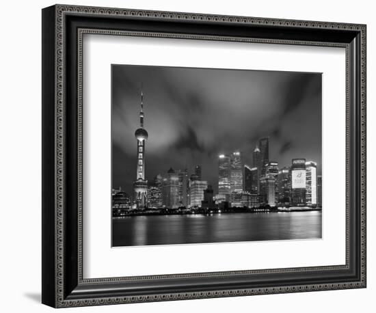 City Skyline at Night with Oriental Pearl Tower and Pudong Skyscrapers across the Huangpu River, Sh-Neale Clark-Framed Photographic Print