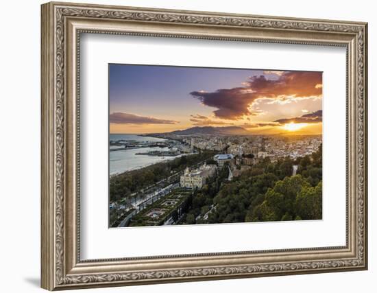 City skyline at sunset, Malaga, Andalusia, Spain-Stefano Politi Markovina-Framed Photographic Print