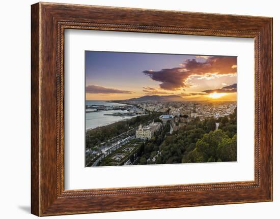 City skyline at sunset, Malaga, Andalusia, Spain-Stefano Politi Markovina-Framed Photographic Print