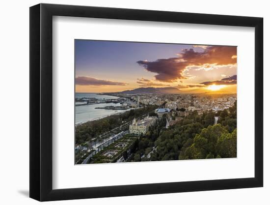 City skyline at sunset, Malaga, Andalusia, Spain-Stefano Politi Markovina-Framed Photographic Print