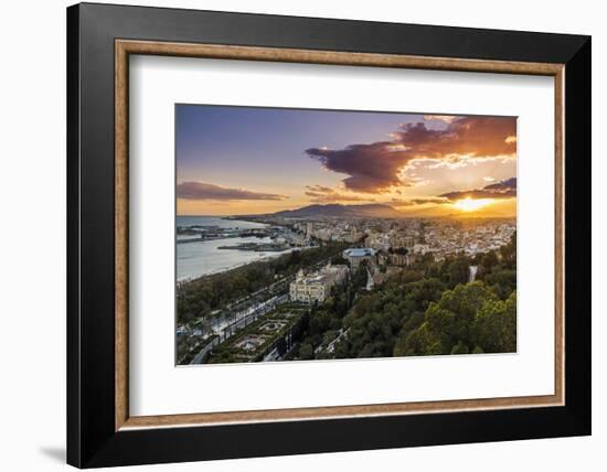 City skyline at sunset, Malaga, Andalusia, Spain-Stefano Politi Markovina-Framed Photographic Print