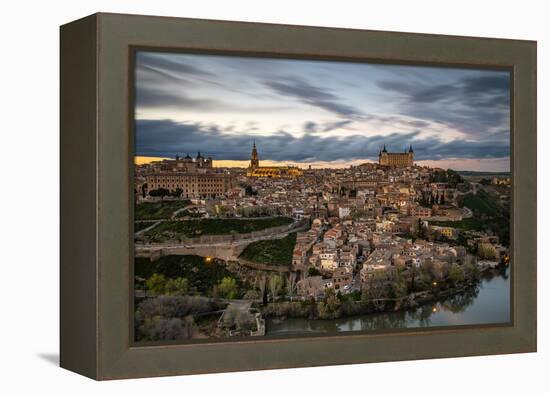 City Skyline at Sunset, Toledo, Castile La Mancha, Spain-Stefano Politi Markovina-Framed Premier Image Canvas