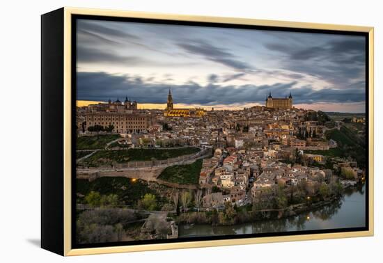 City Skyline at Sunset, Toledo, Castile La Mancha, Spain-Stefano Politi Markovina-Framed Premier Image Canvas