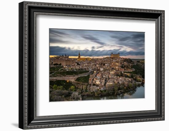 City Skyline at Sunset, Toledo, Castile La Mancha, Spain-Stefano Politi Markovina-Framed Photographic Print