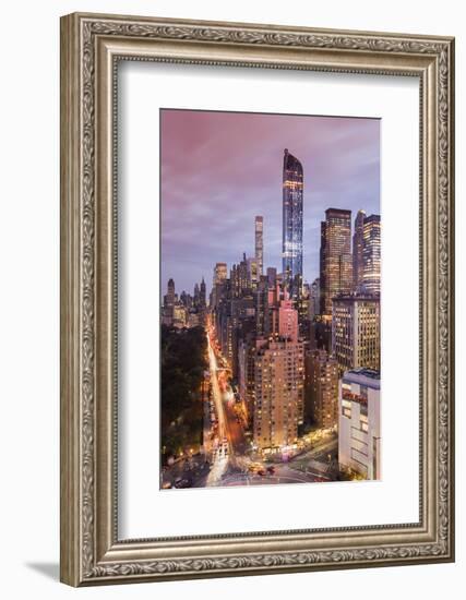 City Skyline at Sunset with Autumn Colors at Central Park, Manhattan, New York, USA-Stefano Politi Markovina-Framed Photographic Print