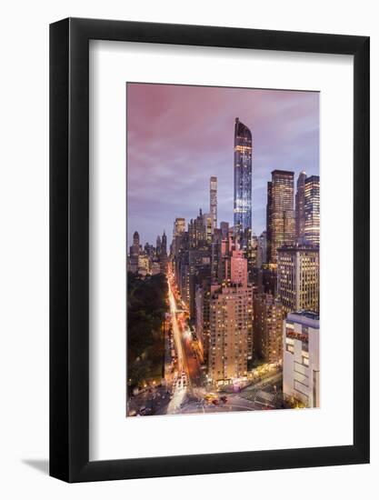 City Skyline at Sunset with Autumn Colors at Central Park, Manhattan, New York, USA-Stefano Politi Markovina-Framed Photographic Print