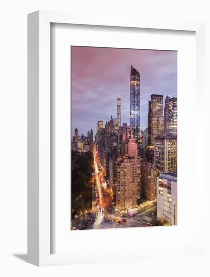 City Skyline at Sunset with Autumn Colors at Central Park, Manhattan, New York, USA-Stefano Politi Markovina-Framed Photographic Print