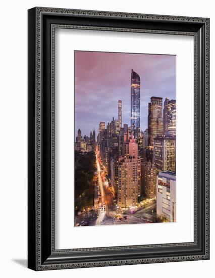 City Skyline at Sunset with Autumn Colors at Central Park, Manhattan, New York, USA-Stefano Politi Markovina-Framed Photographic Print