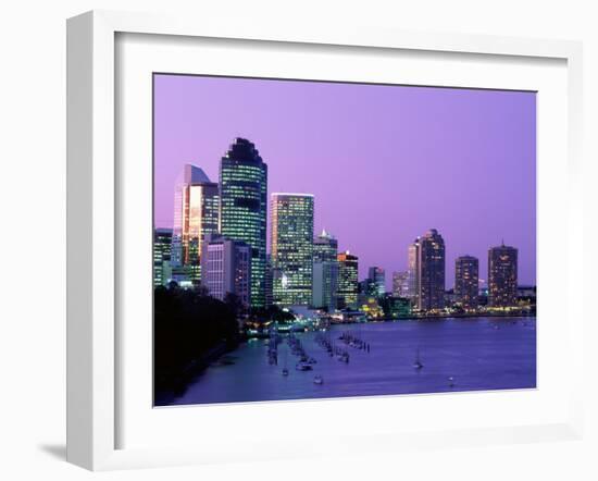 City Skyline, Brisbane, Queensland, Australia-Steve Vidler-Framed Photographic Print