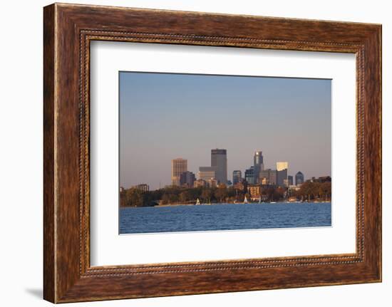 City Skyline from Lake Calhoun, Sunset, Minneapolis, Minnesota, USA-Walter Bibikow-Framed Photographic Print