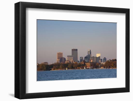City Skyline from Lake Calhoun, Sunset, Minneapolis, Minnesota, USA-Walter Bibikow-Framed Photographic Print
