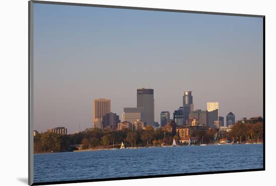 City Skyline from Lake Calhoun, Sunset, Minneapolis, Minnesota, USA-Walter Bibikow-Mounted Photographic Print