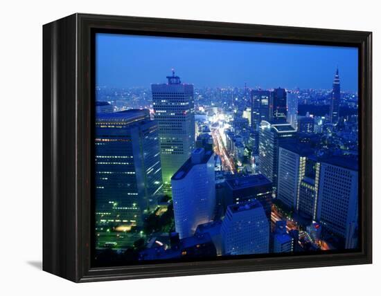 City Skyline from Sky Bar, Park Hyatt Tokyo, Tokyo, Japan-Greg Elms-Framed Premier Image Canvas