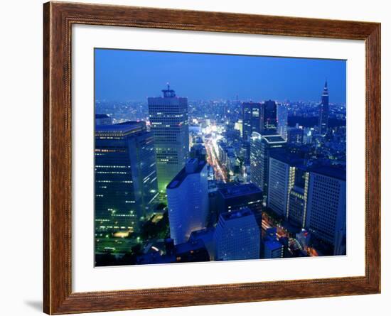 City Skyline from Sky Bar, Park Hyatt Tokyo, Tokyo, Japan-Greg Elms-Framed Photographic Print