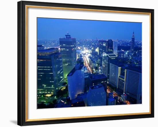 City Skyline from Sky Bar, Park Hyatt Tokyo, Tokyo, Japan-Greg Elms-Framed Photographic Print