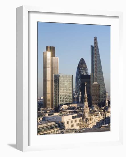 City Skyline from St. Pauls, London, England, United Kingdom-Charles Bowman-Framed Photographic Print