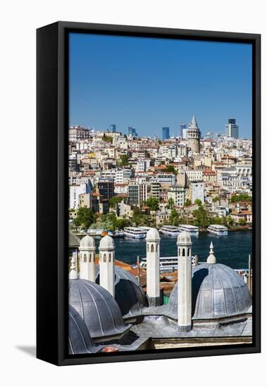 City Skyline from Suleymaniye Mosque Complex with Golden Horn and Galata District Behind, Istanbul-Stefano Politi Markovina-Framed Premier Image Canvas