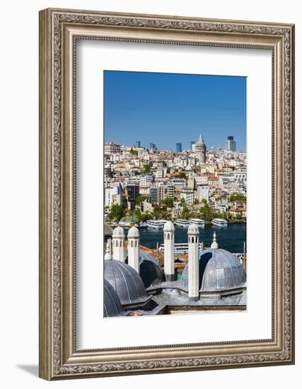 City Skyline from Suleymaniye Mosque Complex with Golden Horn and Galata District Behind, Istanbul-Stefano Politi Markovina-Framed Photographic Print