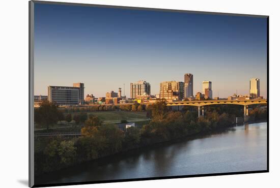 City Skyline from the Arkansas River, Dawn, Little Rock, Arkansas, USA-Walter Bibikow-Mounted Photographic Print