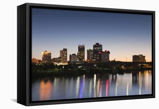 City Skyline from the Arkansas River, Dusk, Little Rock, Arkansas, USA-Walter Bibikow-Framed Premier Image Canvas