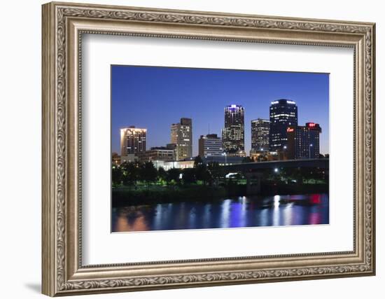 City Skyline from the Arkansas River, Dusk, Little Rock, Arkansas, USA-Walter Bibikow-Framed Photographic Print