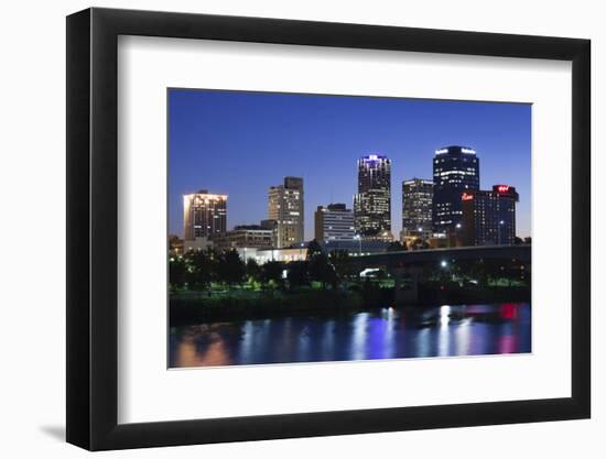 City Skyline from the Arkansas River, Dusk, Little Rock, Arkansas, USA-Walter Bibikow-Framed Photographic Print