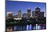 City Skyline from the Arkansas River, Dusk, Little Rock, Arkansas, USA-Walter Bibikow-Mounted Photographic Print