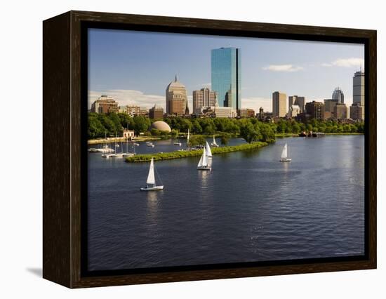 City Skyline from the Charles River, Boston, Massachusetts, USA-Amanda Hall-Framed Premier Image Canvas