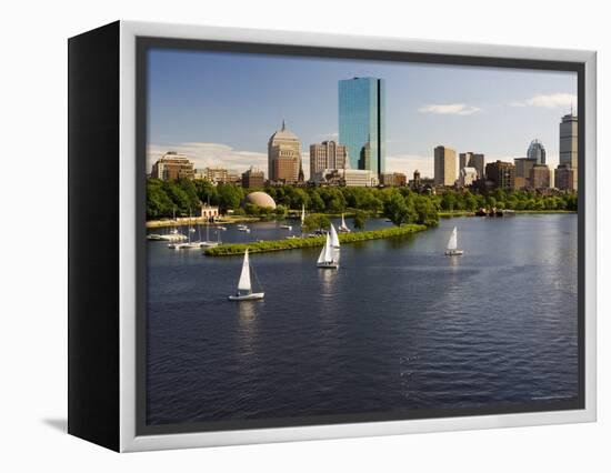 City Skyline from the Charles River, Boston, Massachusetts, USA-Amanda Hall-Framed Premier Image Canvas