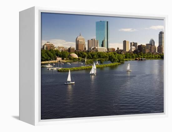 City Skyline from the Charles River, Boston, Massachusetts, USA-Amanda Hall-Framed Premier Image Canvas