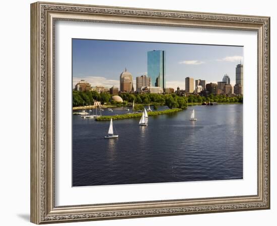 City Skyline from the Charles River, Boston, Massachusetts, USA-Amanda Hall-Framed Photographic Print