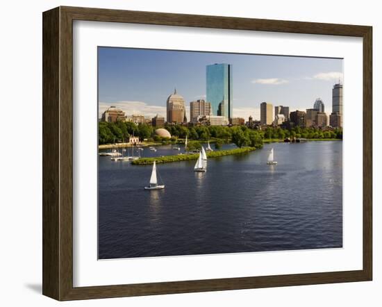 City Skyline from the Charles River, Boston, Massachusetts, USA-Amanda Hall-Framed Photographic Print