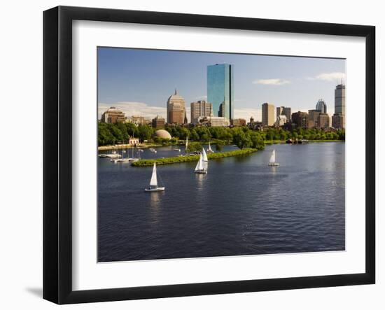 City Skyline from the Charles River, Boston, Massachusetts, USA-Amanda Hall-Framed Photographic Print