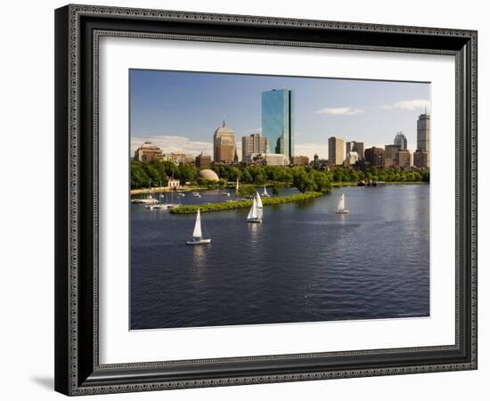 City Skyline from the Charles River, Boston, Massachusetts, USA-Amanda Hall-Framed Photographic Print