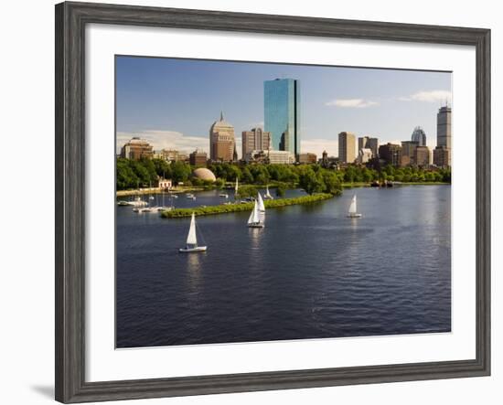 City Skyline from the Charles River, Boston, Massachusetts, USA-Amanda Hall-Framed Photographic Print