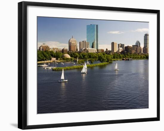 City Skyline from the Charles River, Boston, Massachusetts, USA-Amanda Hall-Framed Photographic Print