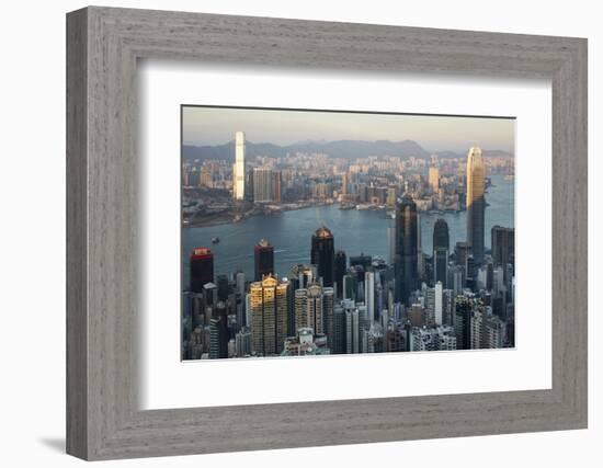 City Skyline from Victoria Peak, Hong Kong, China-Paul Souders-Framed Photographic Print