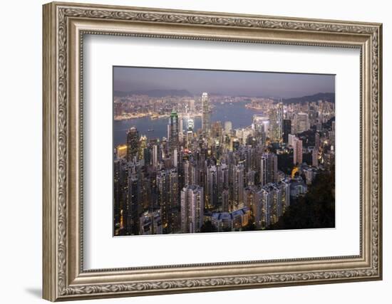 City Skyline from Victoria Peak, Hong Kong, China-Paul Souders-Framed Photographic Print