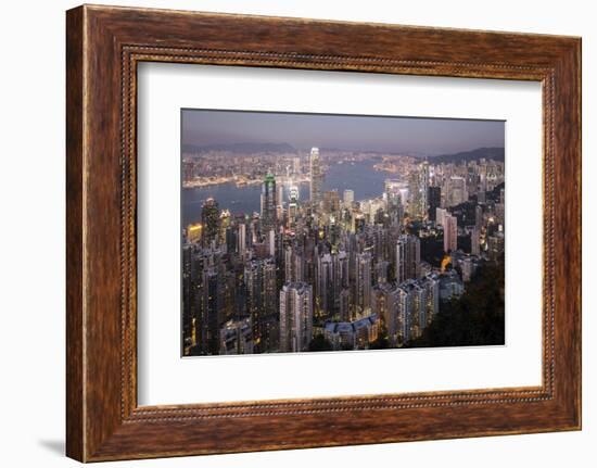 City Skyline from Victoria Peak, Hong Kong, China-Paul Souders-Framed Photographic Print