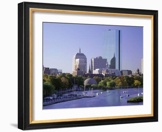 City Skyline in Early Morning, Boston, Massachusetts, New England, USA-Roy Rainford-Framed Photographic Print