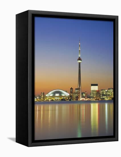 City Skyline Including Cn Tower in the Evening, Toronto, Ontario, Canada-Roy Rainford-Framed Premier Image Canvas